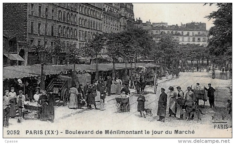 CPA 75020 PARIS - Boulevard De Ménilmontant Le Jour Du Marché ° F. F. (F. FLEURY) N° 2052 - Arrondissement: 20