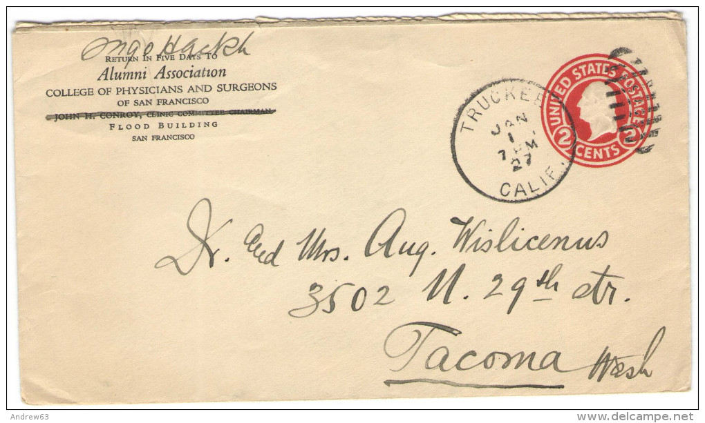 STATI UNITI - UNITED STATES - USA - US - 1927 - 2c - Intero Postale - Entier Postal - Postal Stationary - Viaggiata D... - 1921-40