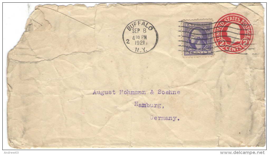 STATI UNITI - UNITED STATES - USA - US - 1921 - 2c + 3c - Fragment - Intero Postale - Entier Postal - Postal Stationa... - 1921-40