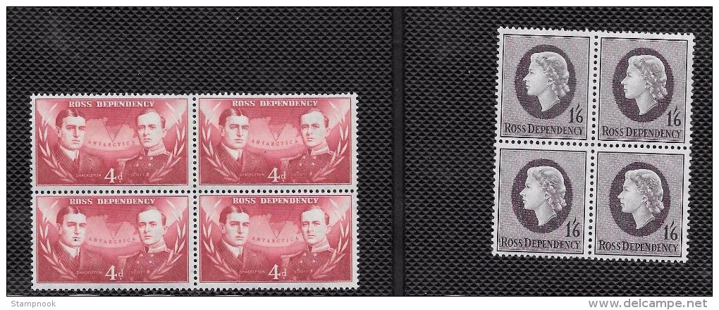 Ross Dependency (NZ) Scott     L2,L4 Blks Of 4 Mint NH VF  CV 12.00 - Ungebraucht