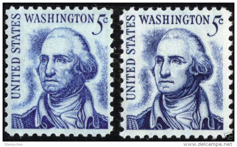 USA 1966 George Washington Stamp Sc#1283 & 1283B Famous President - George Washington