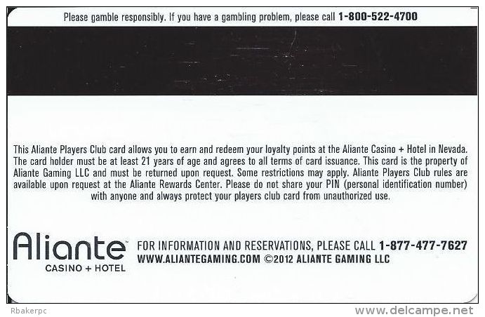 Aliante Casino Las Vegas - Highest Level -> Legend Players Club Card - Casino Cards