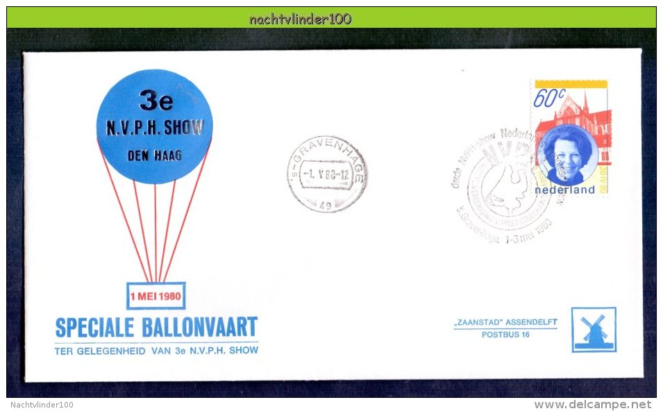 MR941b TRANSPORT LUCHTVAART VLIEGTUIGEN LUCHTBALLON HOT AIR BALLOON FLUGZEUG N.V.P.H. SHOW MOLENREEKS NEDERLAND 1980 FDC - Fesselballons