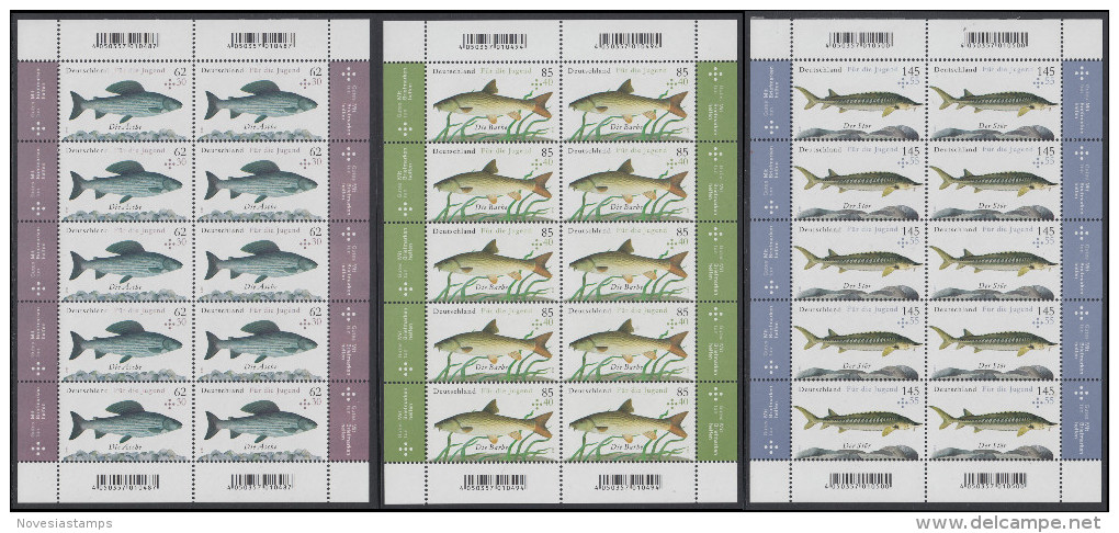 !a! GERMANY 2015 Mi. 3169-3171 MNH SET Of 3 SHEETS(10) - Freshwater Fishes - 2011-2020