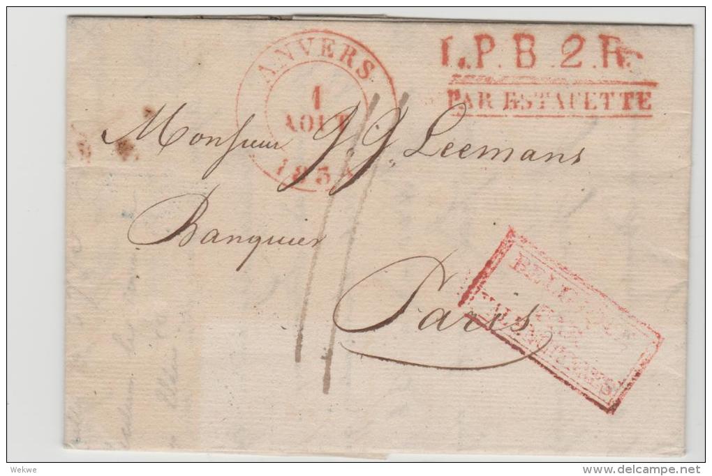 B040 /  BELGIEN - Anvers 1834 Par  Estafette Nach Paris - 1830-1849 (Belgique Indépendante)