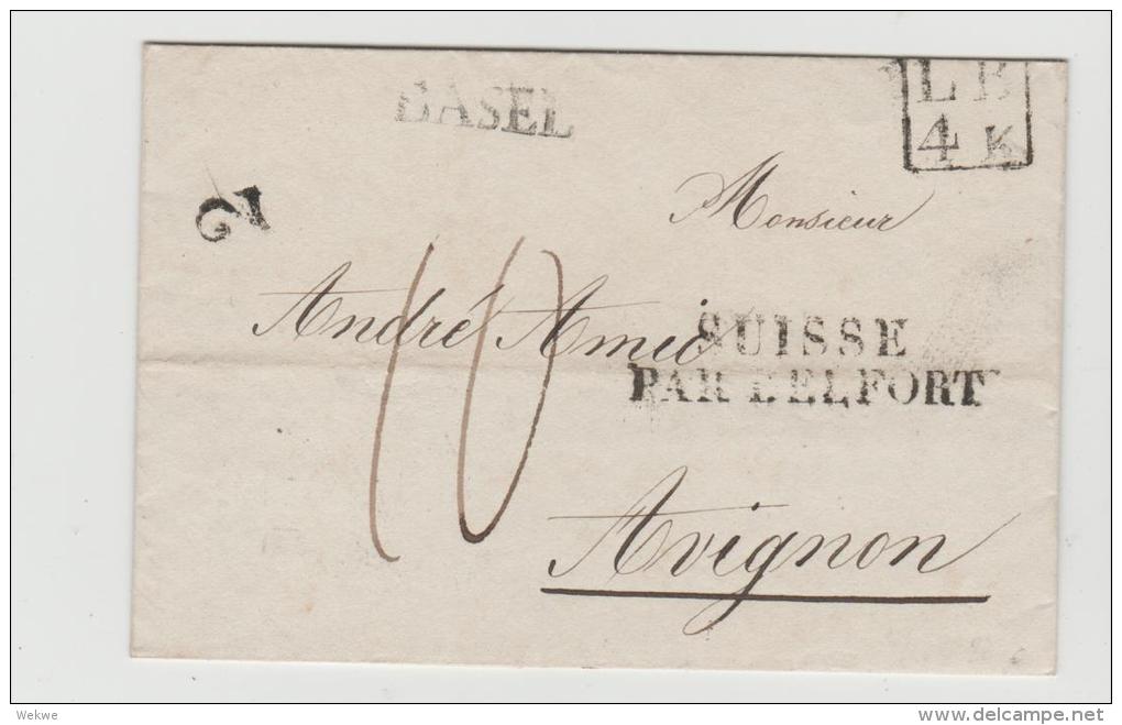 CH029 / SCHWEIZ -  Basel 1829 Nach Avignon Par Belfort - ...-1845 Prephilately