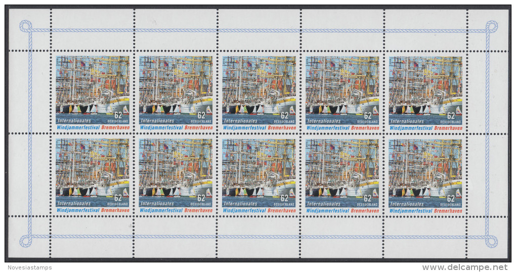 !a! GERMANY 2015 Mi. 3172 MNH SHEET(10) - International Tall-ship Festival, Bremerhaven - 2011-2020