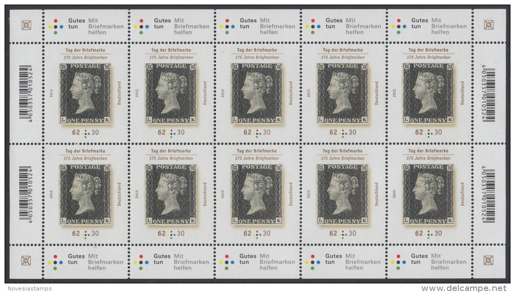 !a! GERMANY 2015 Mi. 3173 MNH SHEET(10) - Philatelic Day - 2011-2020