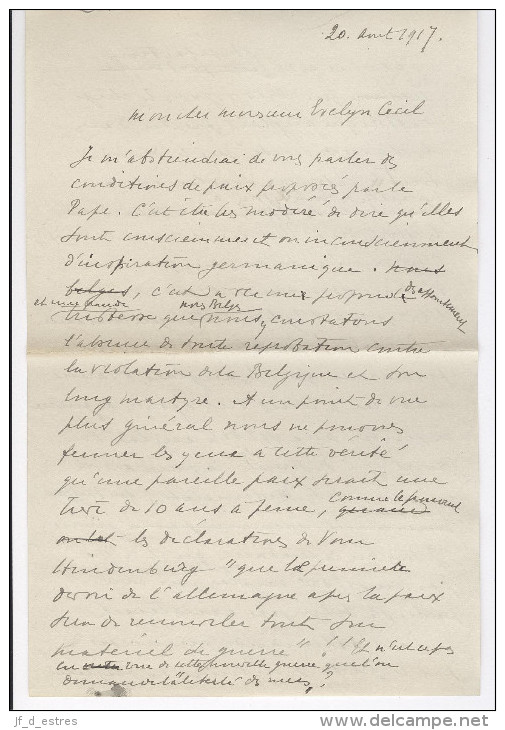 Lettres de Evelyn Cecil (3) M of P, son fils Robert W. E. Cecil (2). London & Windsor 1915-1918 & Louis Weissenbruch (1)