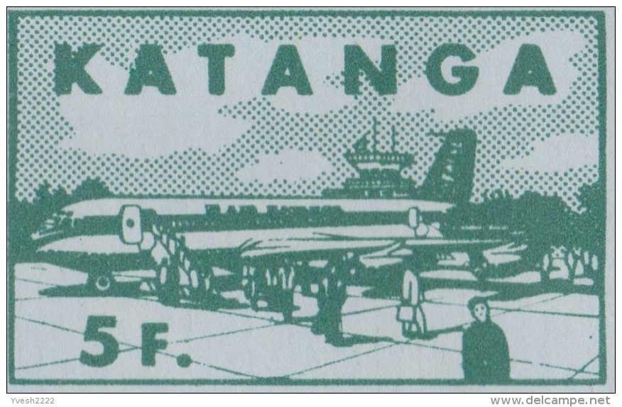 Katanga 1960. Aérogramme à 5 F. Texte Bilingue Français - Swahili. Personnes Sortant D´un Boeing - Katanga