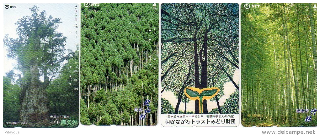 Fleur Arbre Tree - 4 Télécartes Japon Japan Karten (888) - Landschaften