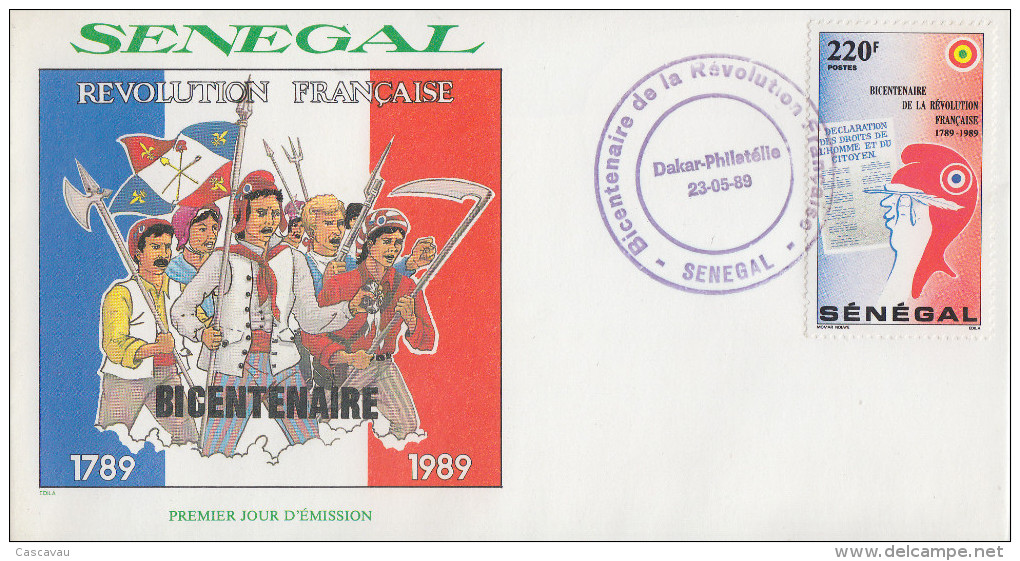 Enveloppe  1er  Jour   SENEGAL   Bicentenaire  De  La   REVOLUTION   FRANCAISE    1989 - Révolution Française