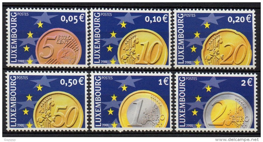 Luxembourg - 2001 - Yvert N° 1497 à 1502 **  - L'Euro - Neufs