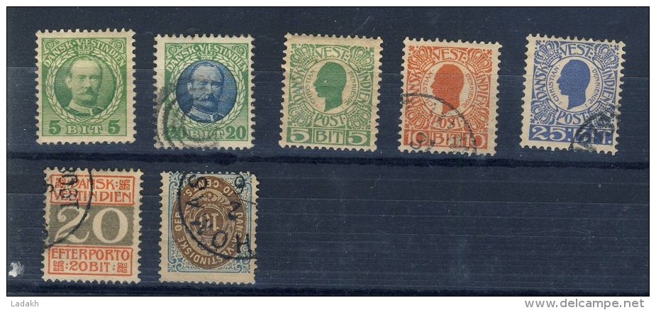 DANEMARK # ANCIENNE COLONIE ANTILLAISE # LOT DE 7 TIMBRES # - Danemark (Antilles)