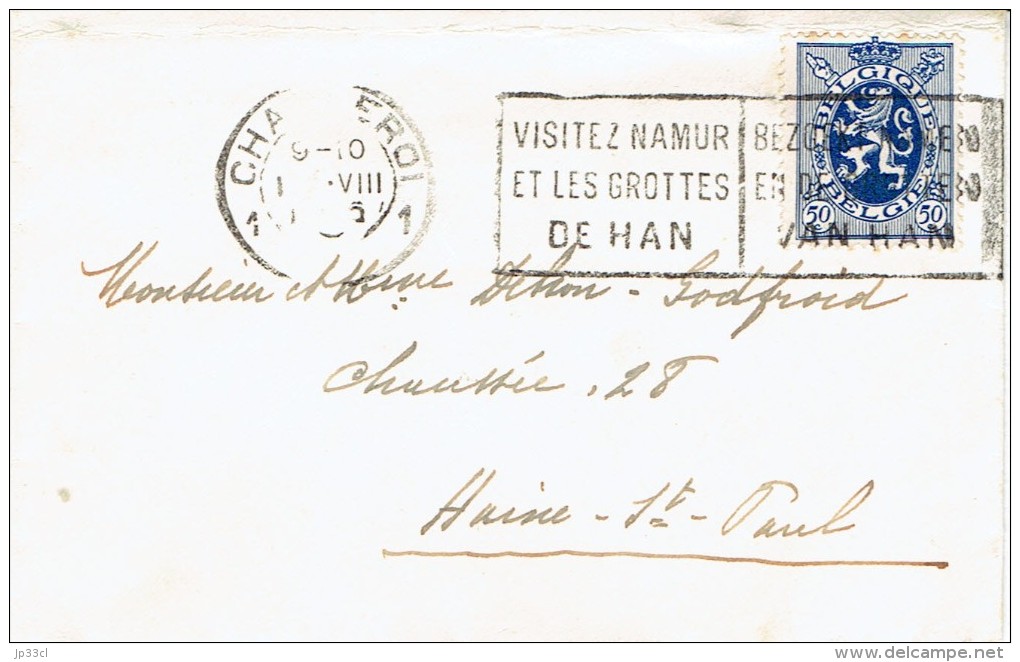 Ancienne Carte De Visite D'Oscar Horgnies Inspecteur De L'Enseignement, Leernes (avec Enveloppe) (vers 1935) - Visitenkarten