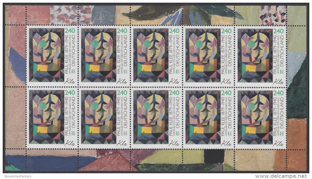 !a! GERMANY 2015 Mi. 3195 MNH SHEET(10) - Paul Klee - 2011-2020