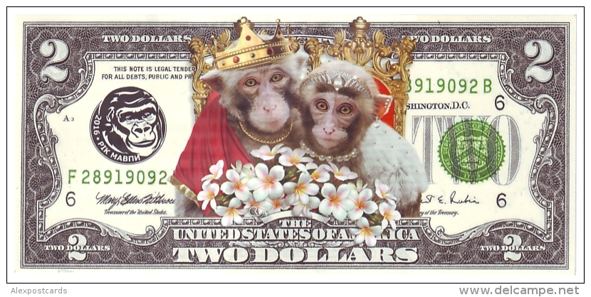 UKRAINE. 2016 - YEAR OF MONKEY. 2 $. THE MONKEYS ROYAL FAMILY. Funny Pocket Calendar - Small : 2001-...