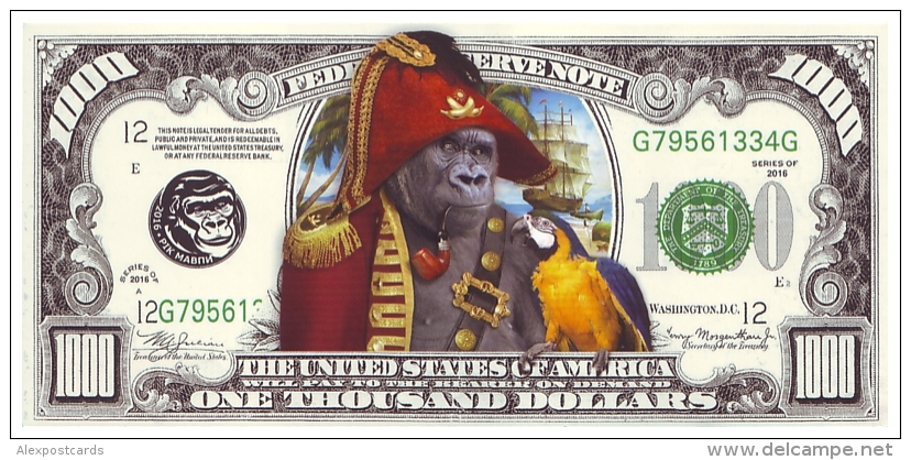 UKRAINE. 2016 - YEAR OF MONKEY. 1000 $. GORILLA AS PIRATE WITH PARROT. Funny Pocket Calendar - Formato Piccolo : 2001-...