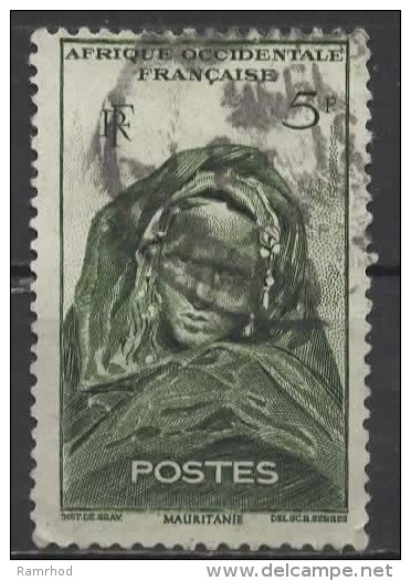 AOF 1947 Mauritanian Woman - 5f. - Green FU - Usati