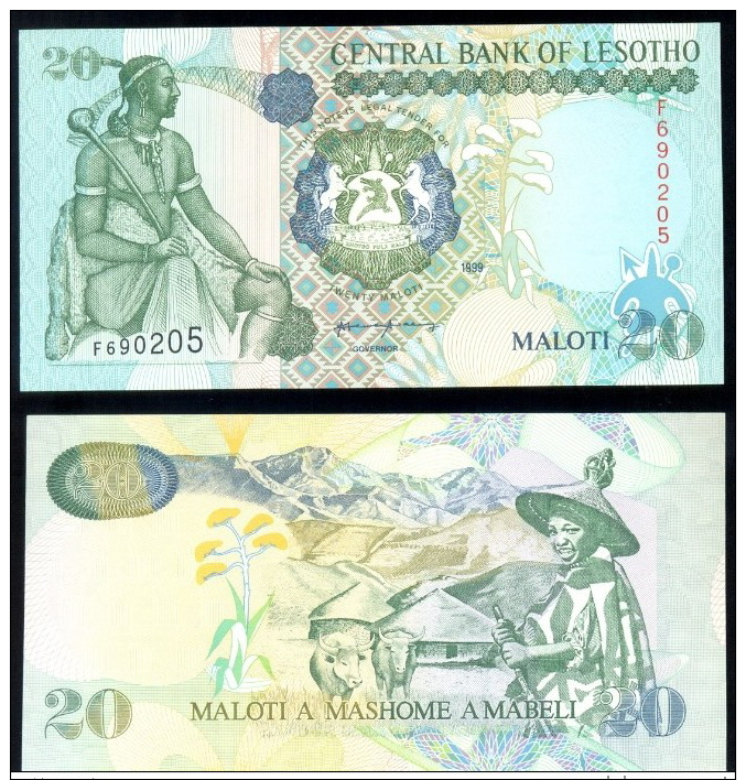 LESOTHO * 20 MALOTI * P 16b YEAR 1999 * UNC BANKNOTE - Lesotho