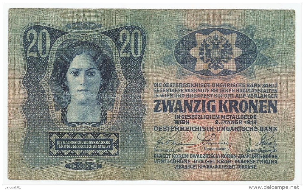 Yugoslavia Pick-2. Validated Austro-Hungarian Banknote 20 Korona 1913. Apatin Cancel (1918-19) - Joegoslavië