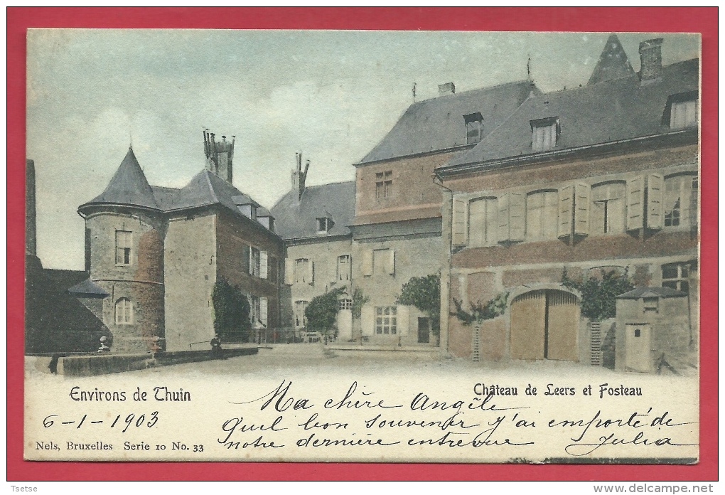 Leers Et Fosteau - Le Château - Jolie Carte Couleur , Envoyée En 1903 ( Voir Verso  ) - Gedinne