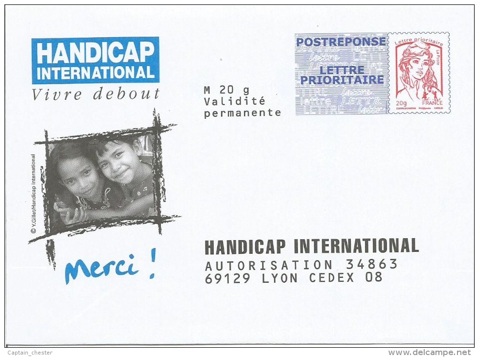 POSTREPONSE " HANDICAP INTERNATIONAL " Neuf ( Marianne 20g Ciappa 14P432 ) - Listos Para Enviar: Respuesta /Ciappa-Kavena