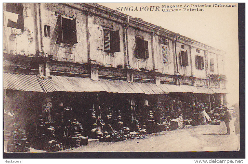 Singapore CPA Magasin Poteries Chinoises Chinese Poteries Netherlands Scheepspost Ships Mail To Sweden (2 Scans) - Singapore