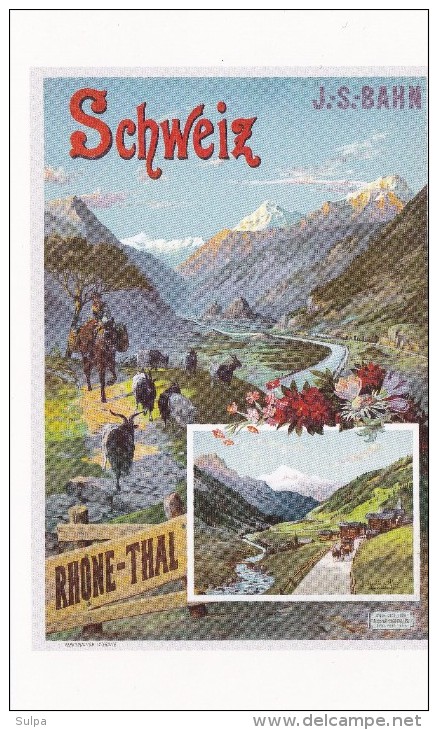 Chemin De Fer Jura-Simplon. Rhone-Thal, REPRODUCTION D´affiche De 1895, Mulet, Chèvres - D'Alési, Hugo