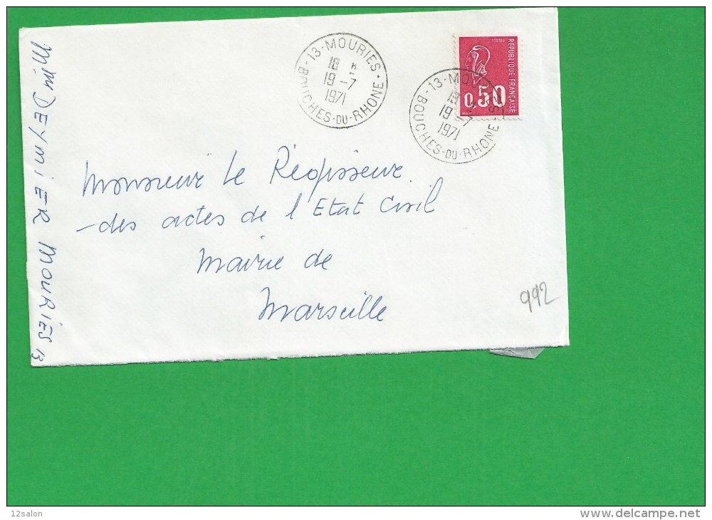 LETTRE BOUCHES DU RHONE MOURIES - 1961-....