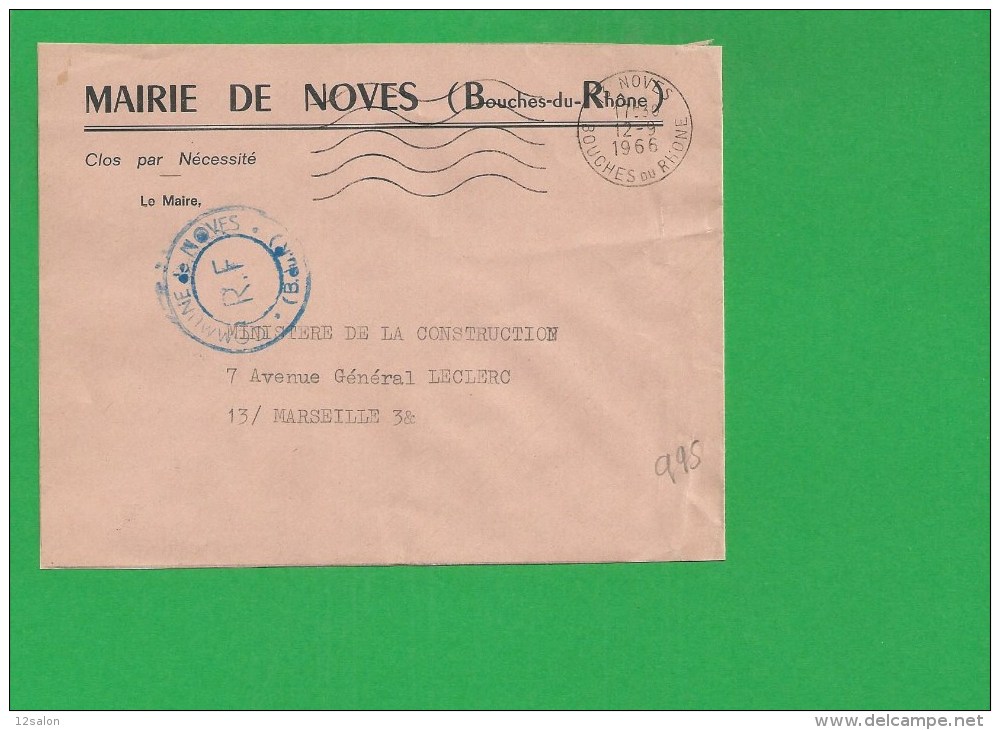 LETTRE BOUCHES DU RHONE NOVES Secap Ondulé Tad à Droite En Franchise - 1961-....