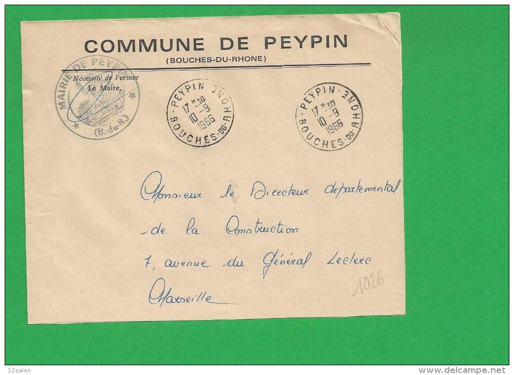 LETTRE BOUCHES DU RHONE PEYPIN En Franchise - 1961-....