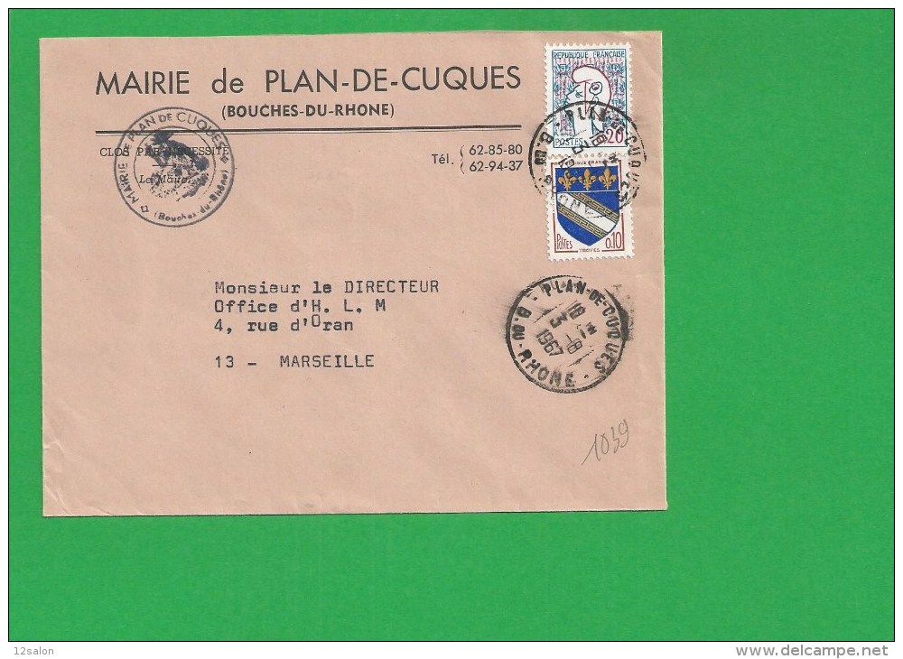 LETTRE BOUCHES DU RHONE PLAN DE CUQUES - 1961-....