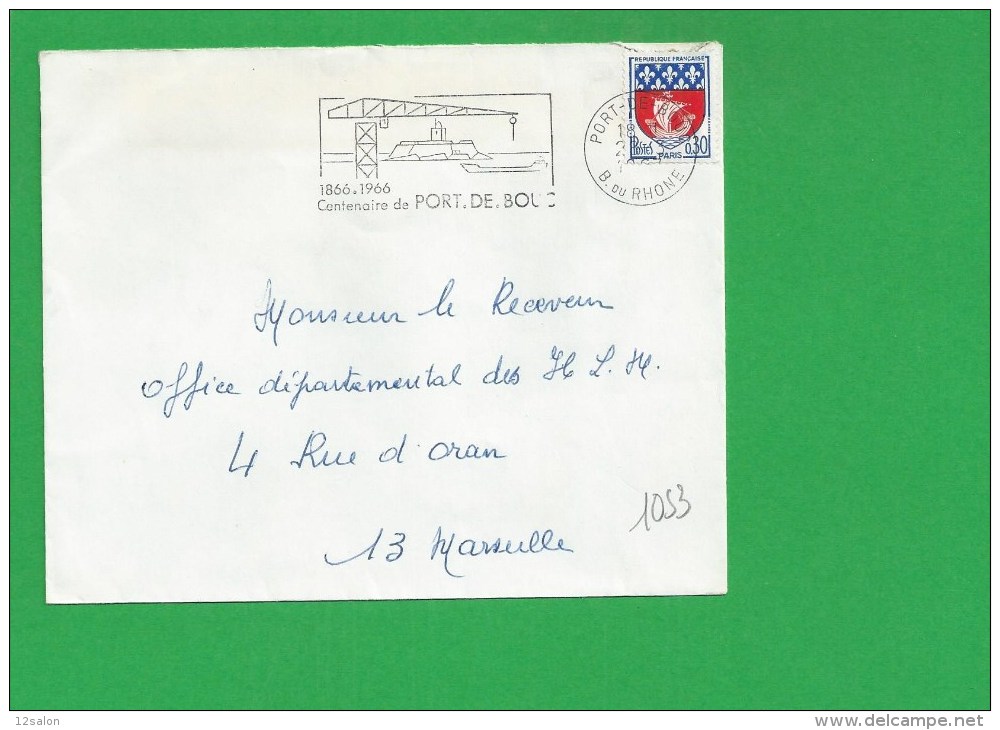 LETTRE BOUCHES DU RHONE PORT DE BOUC Secap Centenaire Tad à Droite - 1961-....