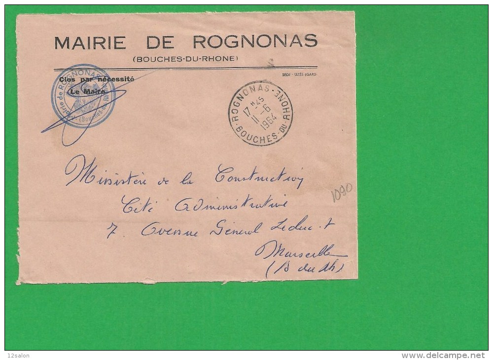 LETTRE BOUCHES DU RHONE ROGNONAS En Franchise - 1961-....