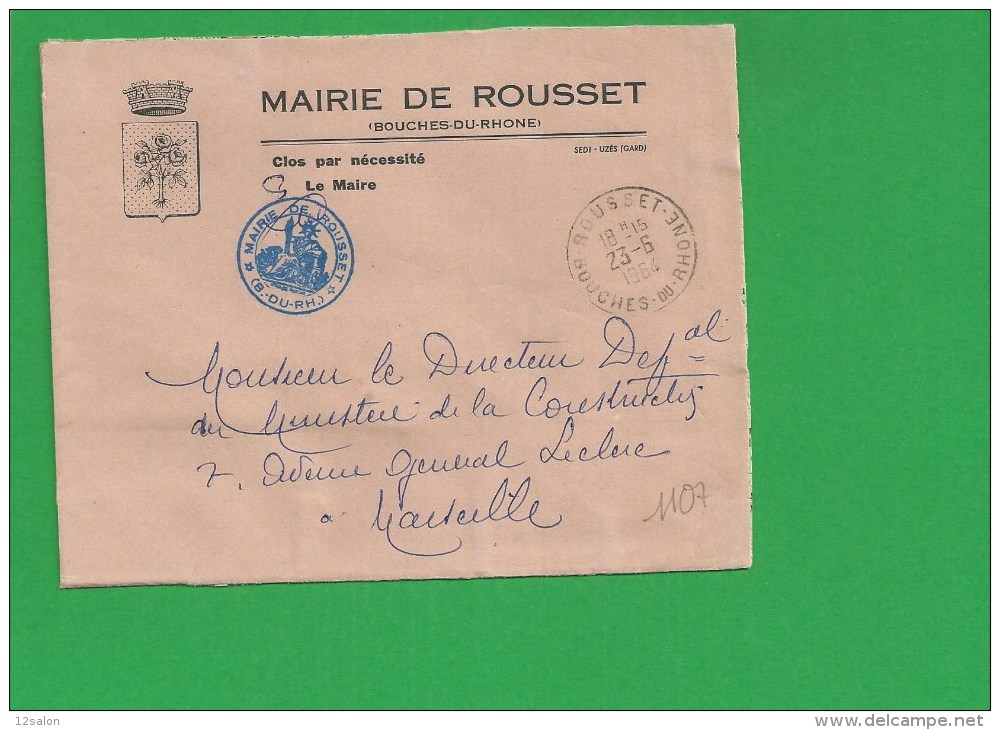 LETTRE BOUCHES DU RHONE ROUSSET  En Franchise - 1961-....