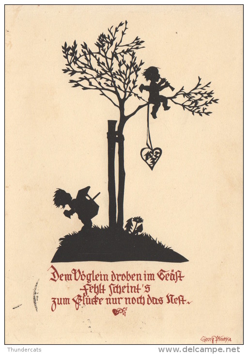 CPA ILLUSTRATEUR CARTE SILHOUETTE  ** GEORG RITSCHKE  **  SILHOUET SHADOW CARD  ARTIST SIGNED - Silhouettes
