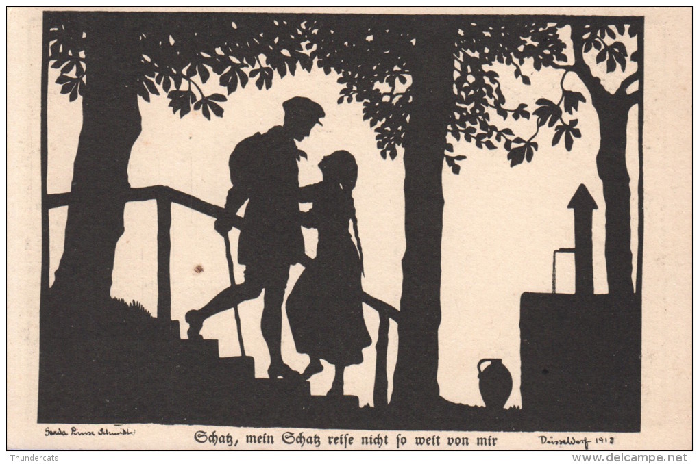 CPA ILLUSTRATEUR CARTE SILHOUETTE   ** GERDA HUSE SCHMIDT **  SILHOUET SHADOW CARD  ARTIST SIGNED - Scherenschnitt - Silhouette