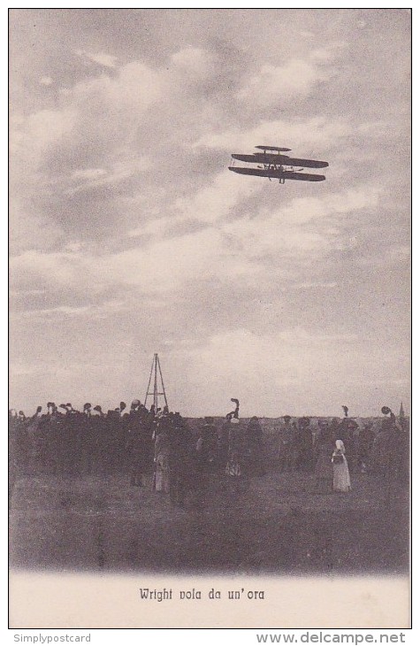 ANTICA CARTOLINA - AVIAZIONE - WRIGHT VOLA DA UN'ORA - PRIMI '900 - T66 - ....-1914: Précurseurs