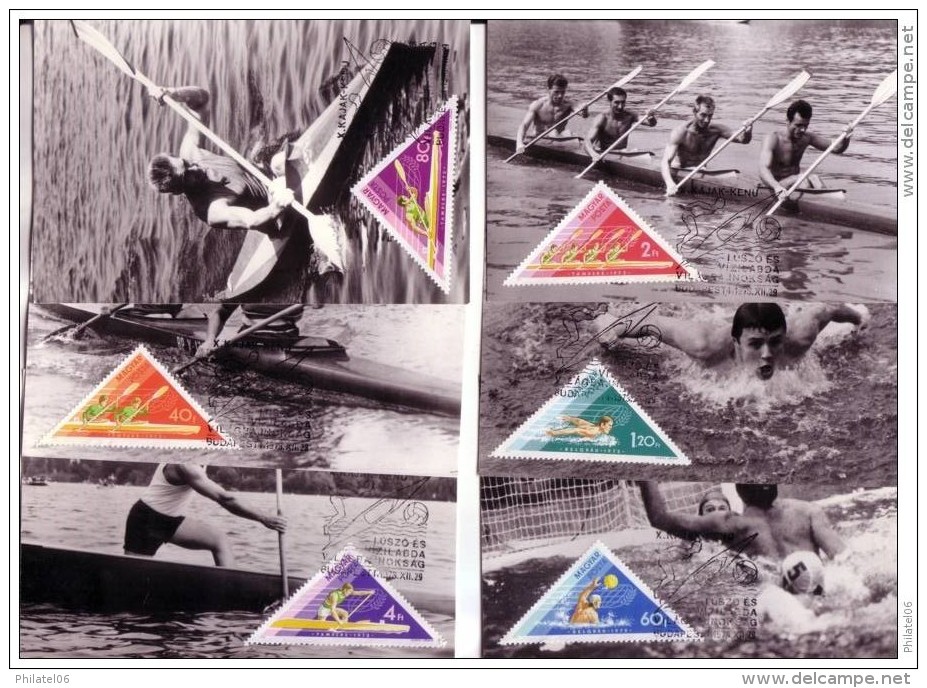 6 CARTES MAXIMUM  HONGRIE  CANOE,KAYAK,SPORTS NAUTIQUES   CARTES PHOTOS - Kanu