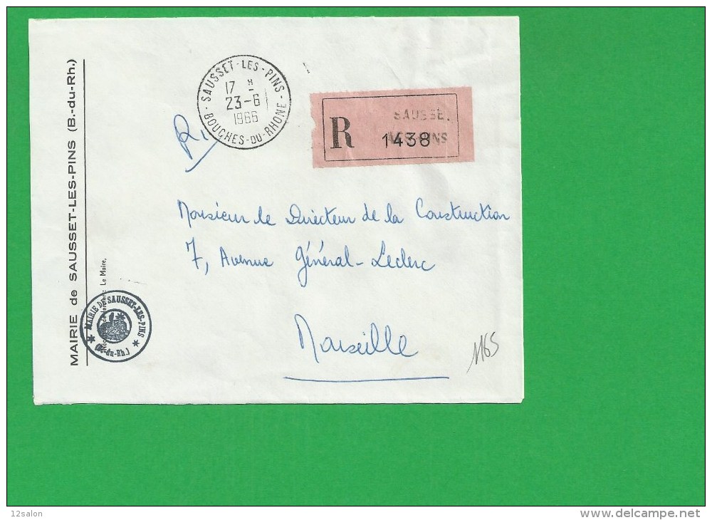 LETTRE BOUCHES DU RHONE  SAUSSET LES PINS Recommandé En Franchise - 1961-....