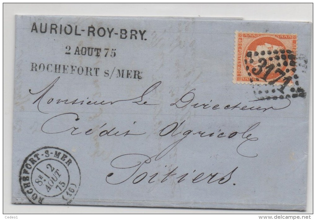 LETTRE  ROCHEFORT SUR MER N°3171  DE 1874 - 1849-1876: Période Classique