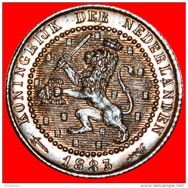 • 2 SOLD ~ RAMPANT LION (1877-1900): NETHERLANDS★1 CENT 1883! MINT LUSTER! Willem III (1849-1890) LOW START★NO RESERVE! - 1849-1890 : Willem III