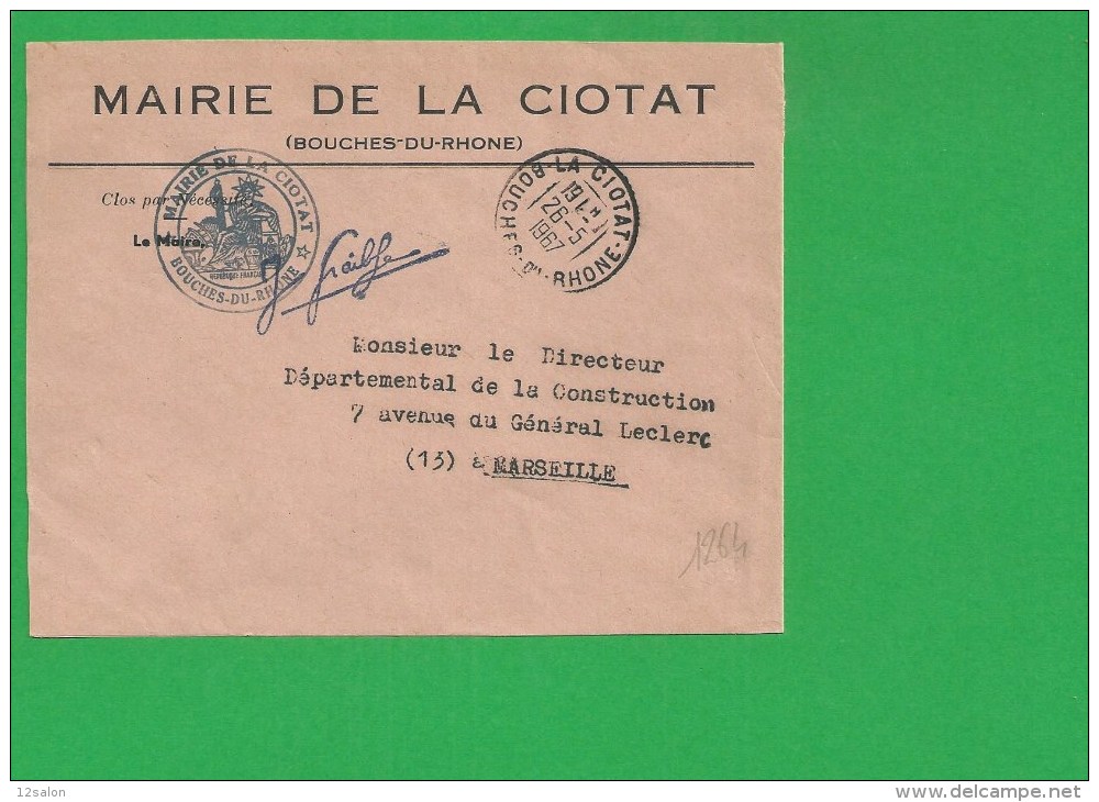 LETTRE BOUCHES DU RHONE LA CIOTAT En Franchise - 1961-....