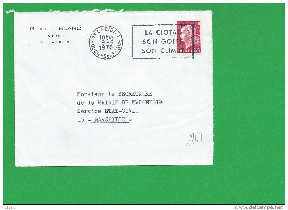 LETTRE BOUCHES DU RHONE LA CIOTAT Secap Son Golfe Son Climat Tad à, Gauche - 1961-....