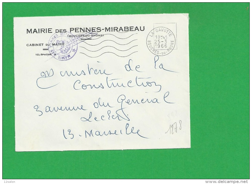 LETTRE BOUCHES DU RHONE LA GAVOTTE Secap Ondulé Tad à Droite En Franchise - 1961-....