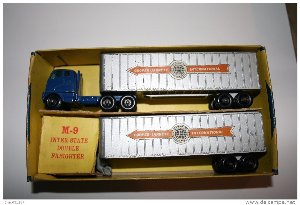 Matchbox Lesney M-9-A5 INTERSTATE DOUBLE FREIGHTER + Original Box, Issued 1962, Scale 1/64 - Matchbox (Lesney)