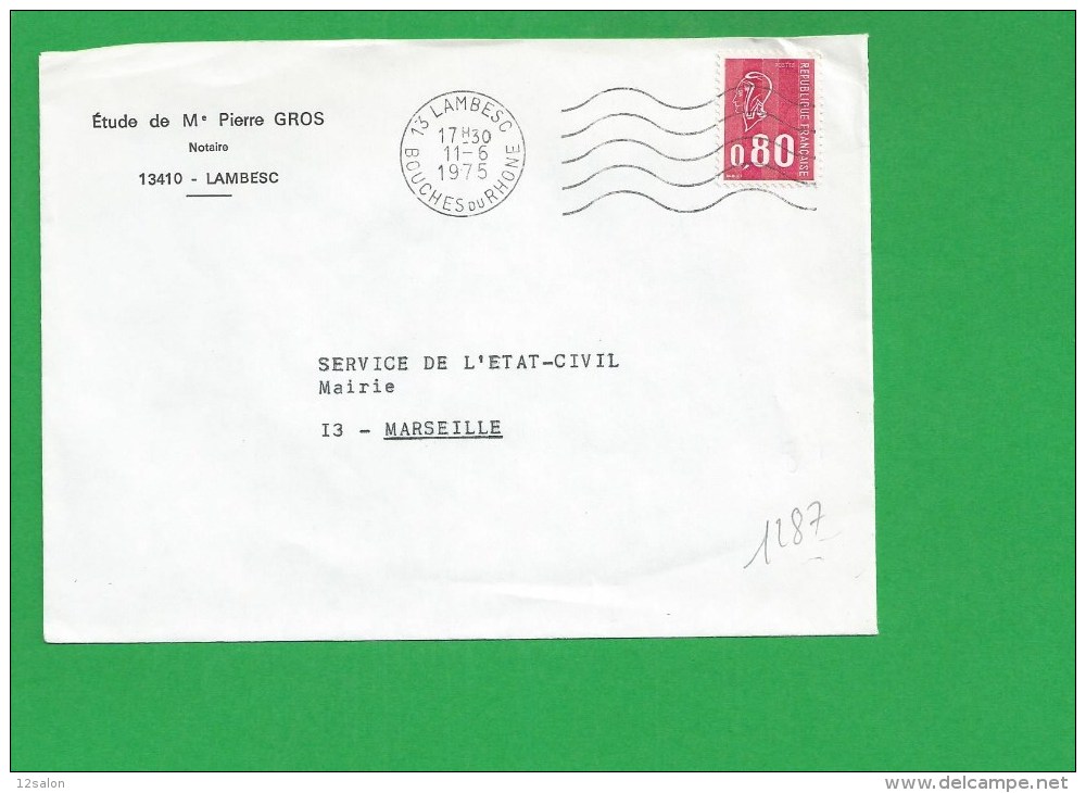 LETTRE BOUCHES DU RHONE LAMBESC Secap Ondulé Tad à Gauche - 1961-....