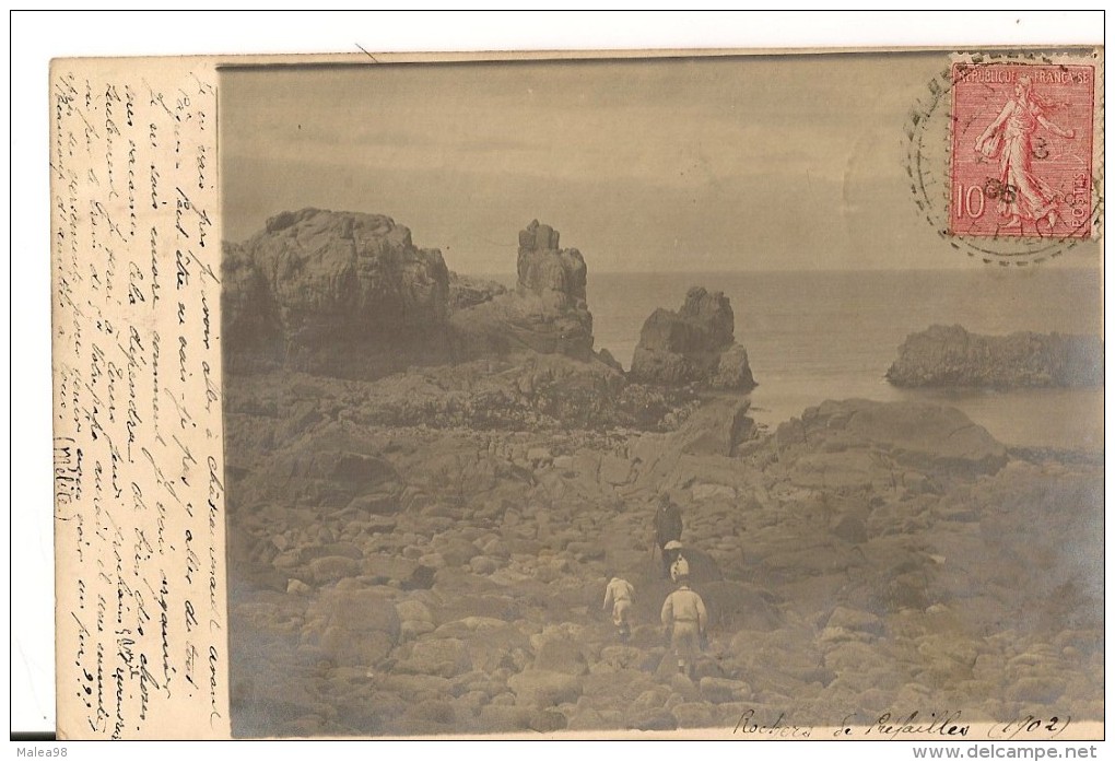 PREFAILLES,,,,,PHOTO  Des ROCHERS De  PREFAILLES   1902,,,,TBE ,,, JOLI CACHET,,,,,tres Rare,,,, - Préfailles