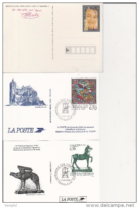 LOT DE 6 ENTIERS POSTAUX -EDITE PAR L'IMPRIMERIE DES TIMBRES POSTE DE PERIGUEUX -ANNEE 1993-2001 - Collections & Lots: Stationery & PAP